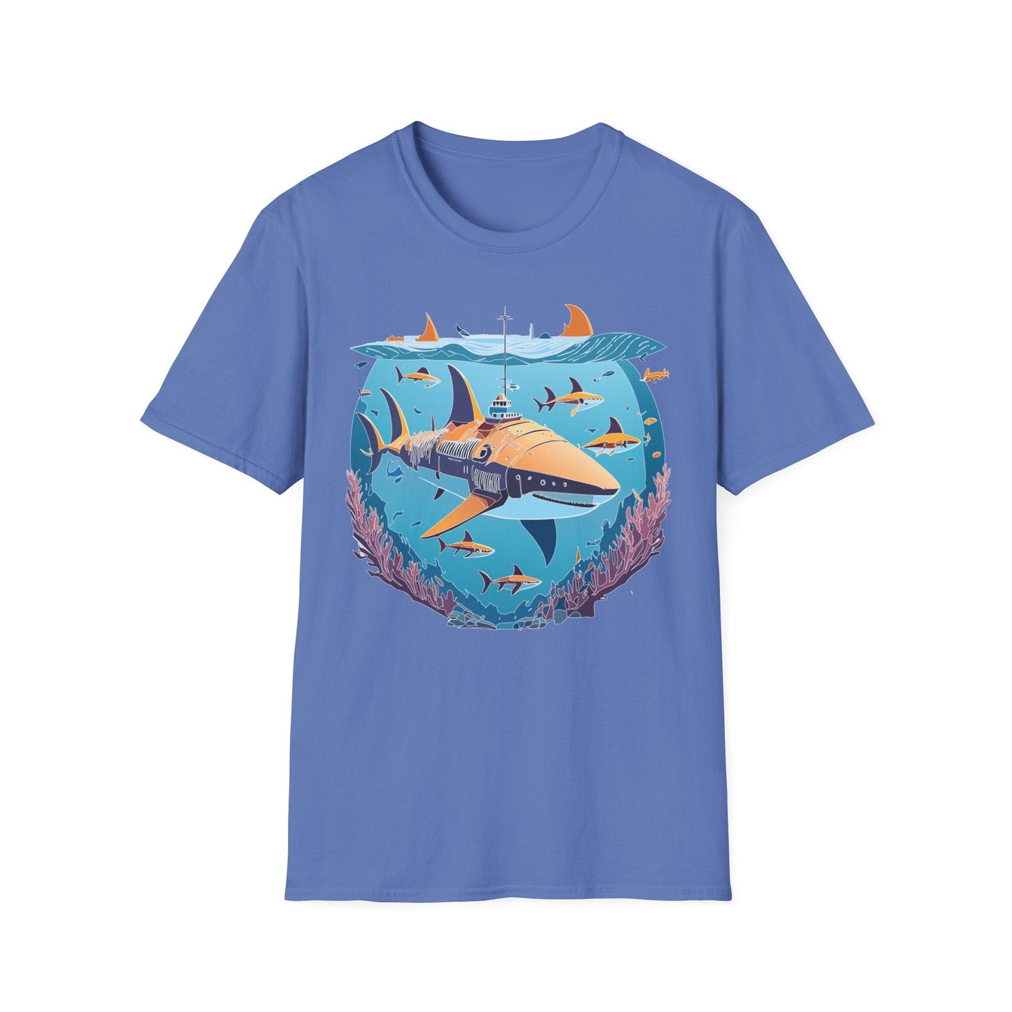 Ocean Tee Shirt Unisex Softstyle Cotton Tee 4.5 Oz Lightweight U Boat Theme Design