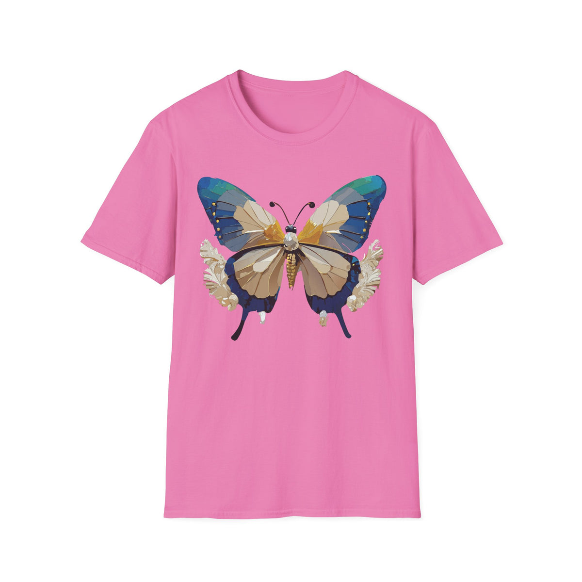 Butterfly Graphic T-Shirt — Earth Tone Floral Wing Design Graphic Tee Unisex 100 Cotton Gildan T-Shirt