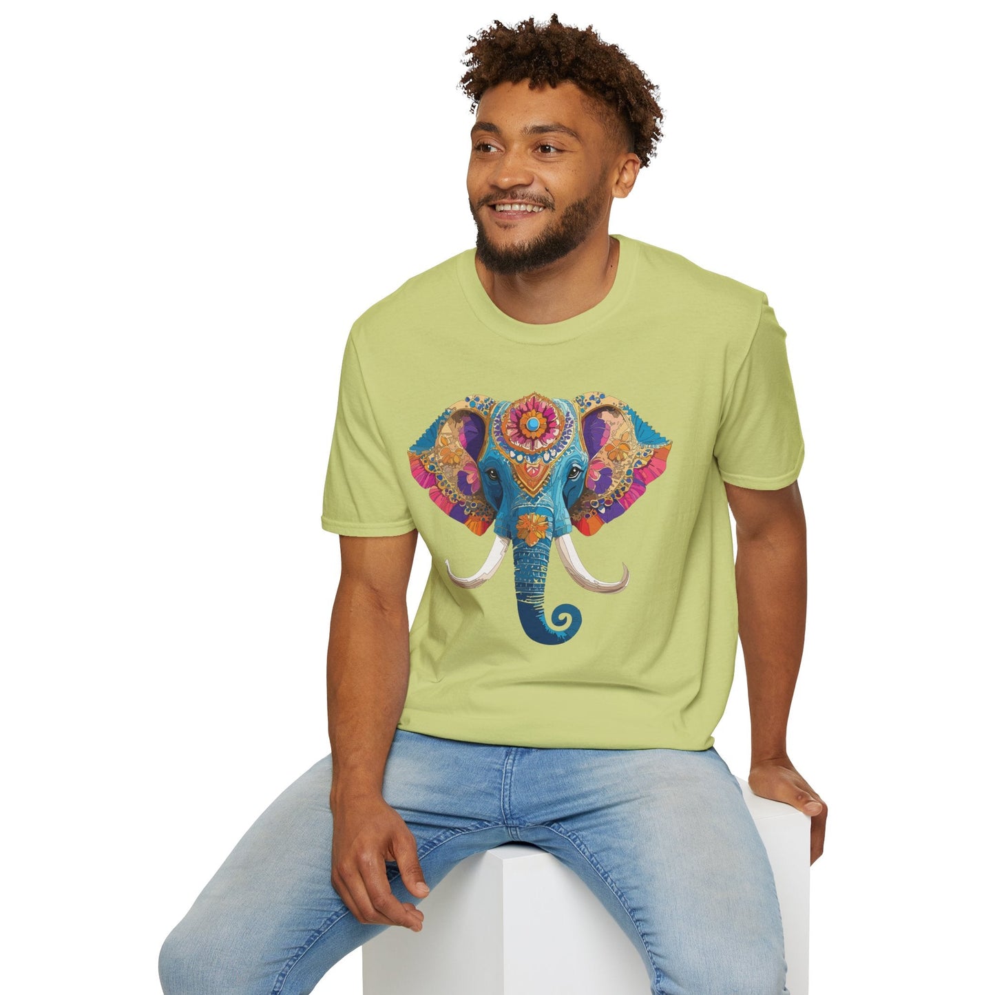 Unisex Elephant Graphic Tee Gildan Softstyle Cotton T Shirt Animal Print Comfortable Wear