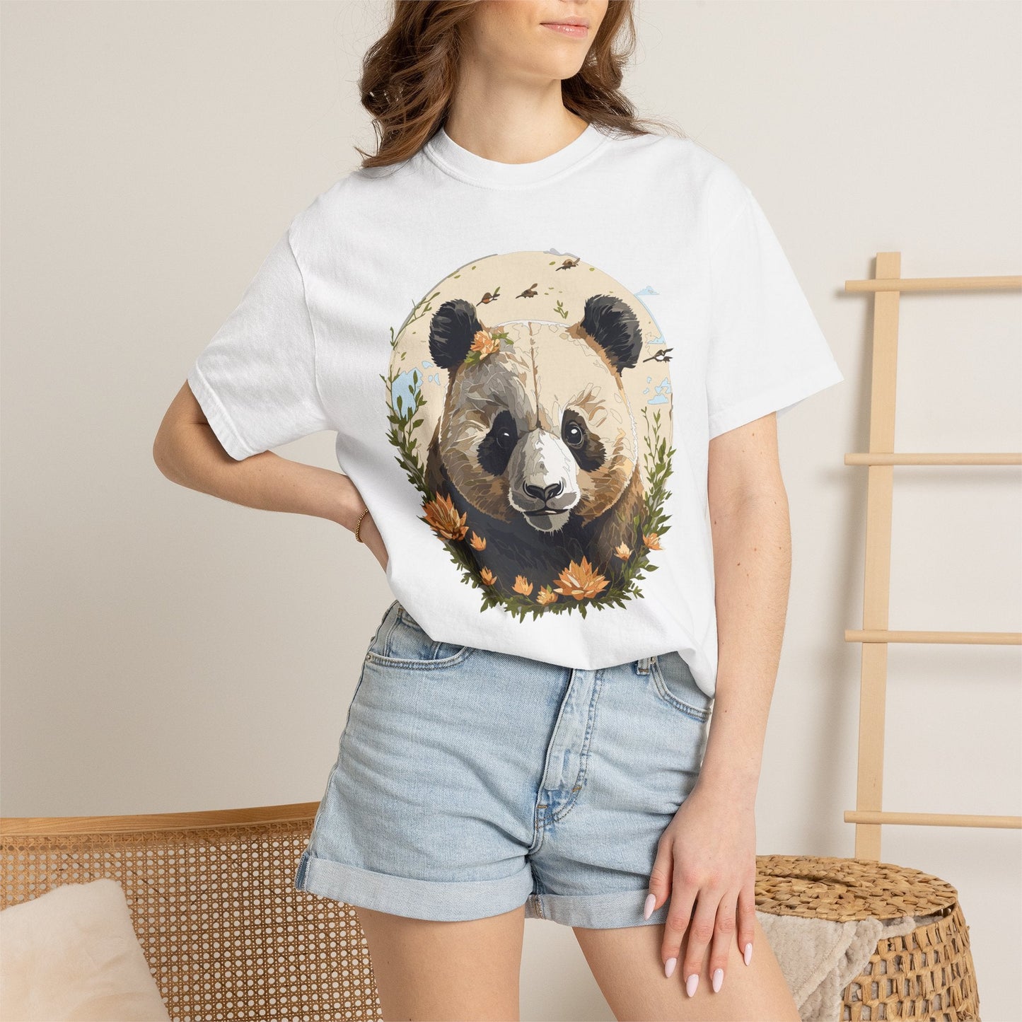 Panda Portrait Graphic T-Shirt Unisex Cotton Floral Animal Art Tee p9