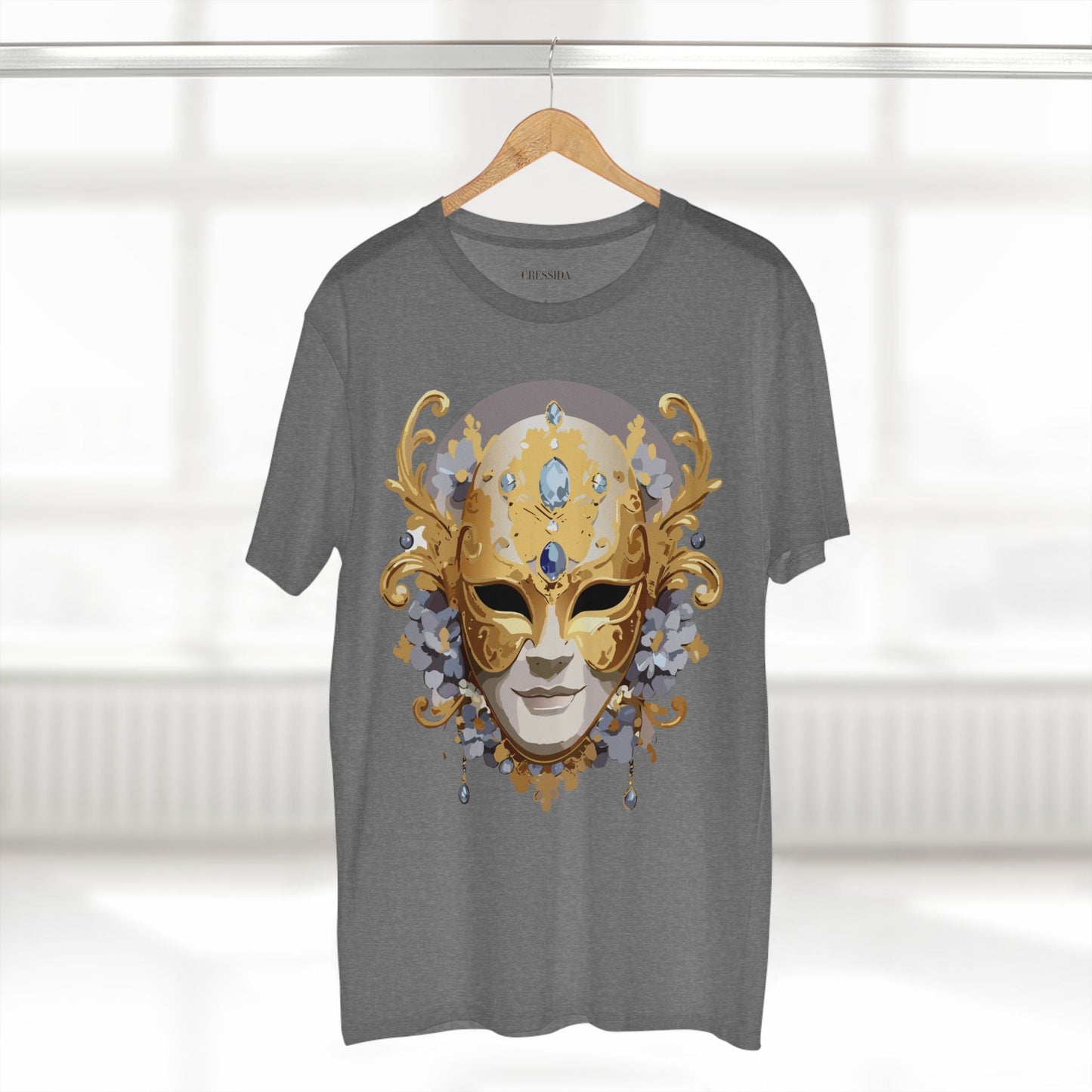 Carnival Mask Graphic T-Shirt Unisex 100 Cotton With Antique Gold Art Design Tee 6
