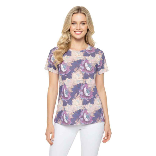 Women Poly T-Shirt with Floral Print