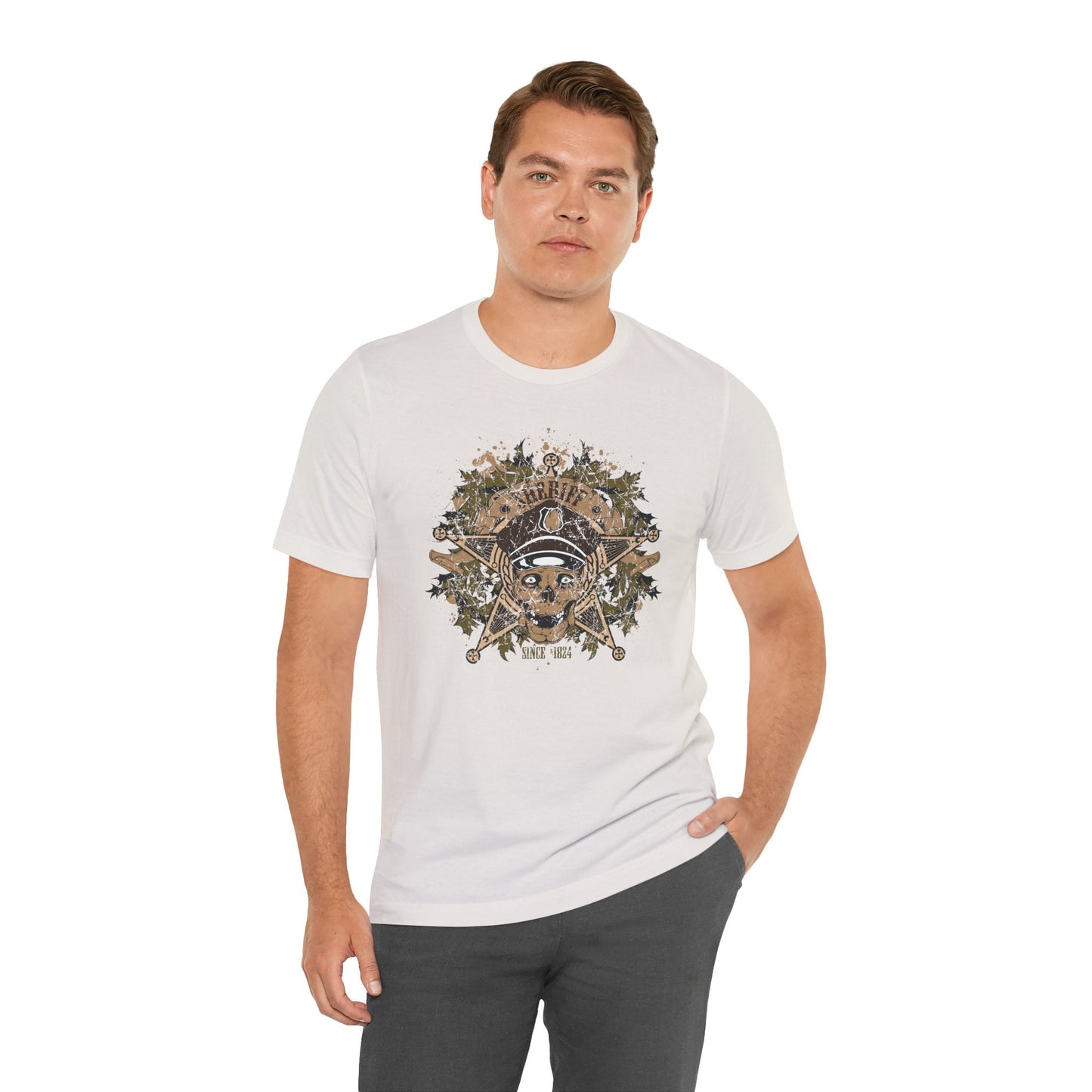 Skull Floral Emblem Graphic Unisex Cotton Tee Art-45