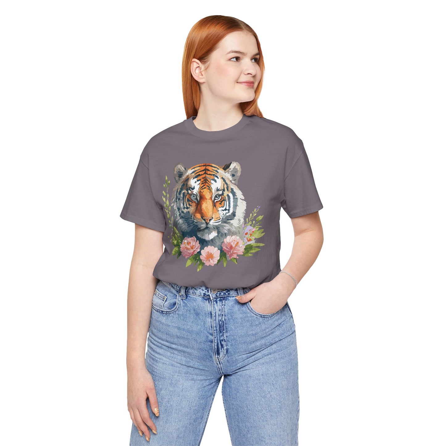 Floral Tiger Shirt, Animal Shirt, Tiger Tee, Unisex Tee, Floral T-shirt, T-Shirt with Animal