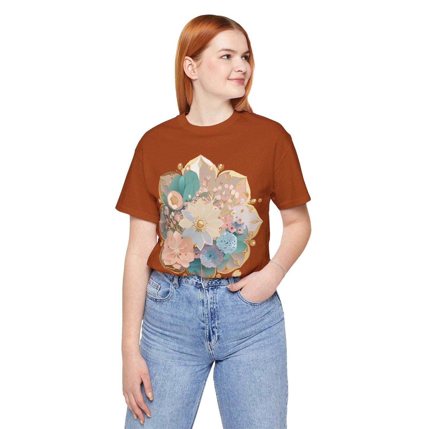 Mandala Graphic Unisex 100 Cotton Vintage Floral Artwork Tee 14