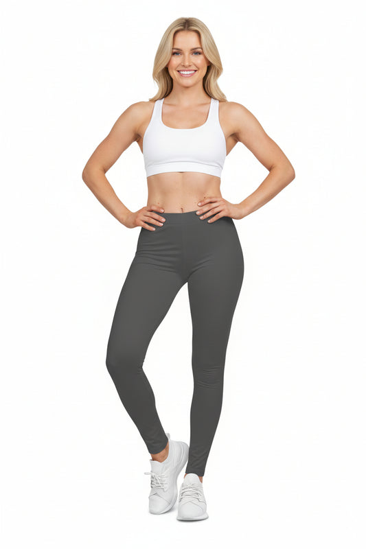 Charcoal Color Women's Poly-Span Casual Leggings Print Everyday Activewear Pants