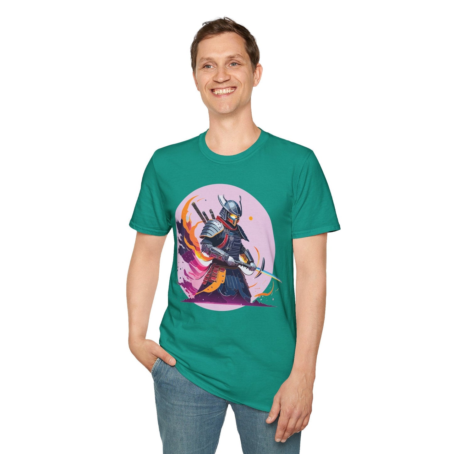 Samurai Shirt Unisex Short Sleeve Tee With Samurai Print Softstyle Gildan 64000 Ring Spun Cotton