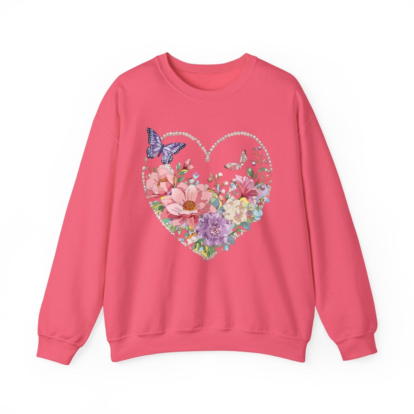 Floral Heart Sweatshirt Unisex Floral Love Crewneck Heavy Blend Gift For Valentine Day Cold Weather