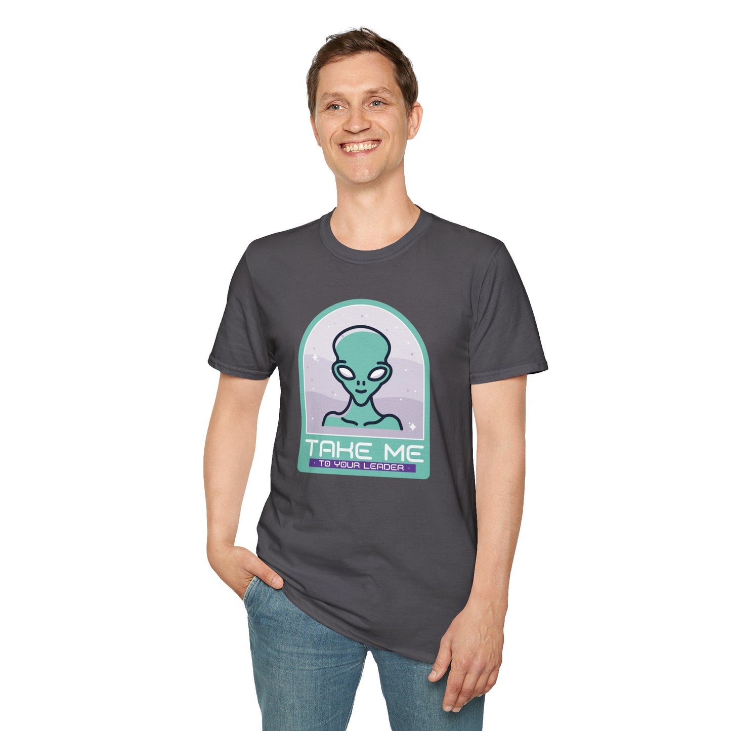 Alien Graphic TShirt  Take Me to Your Leader Retro Space Tee