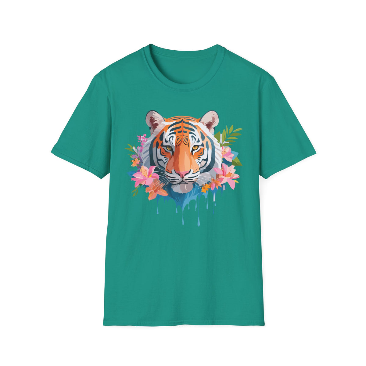 Floral Tiger Head T-Shirt | Watercolor Jungle Cat Tee