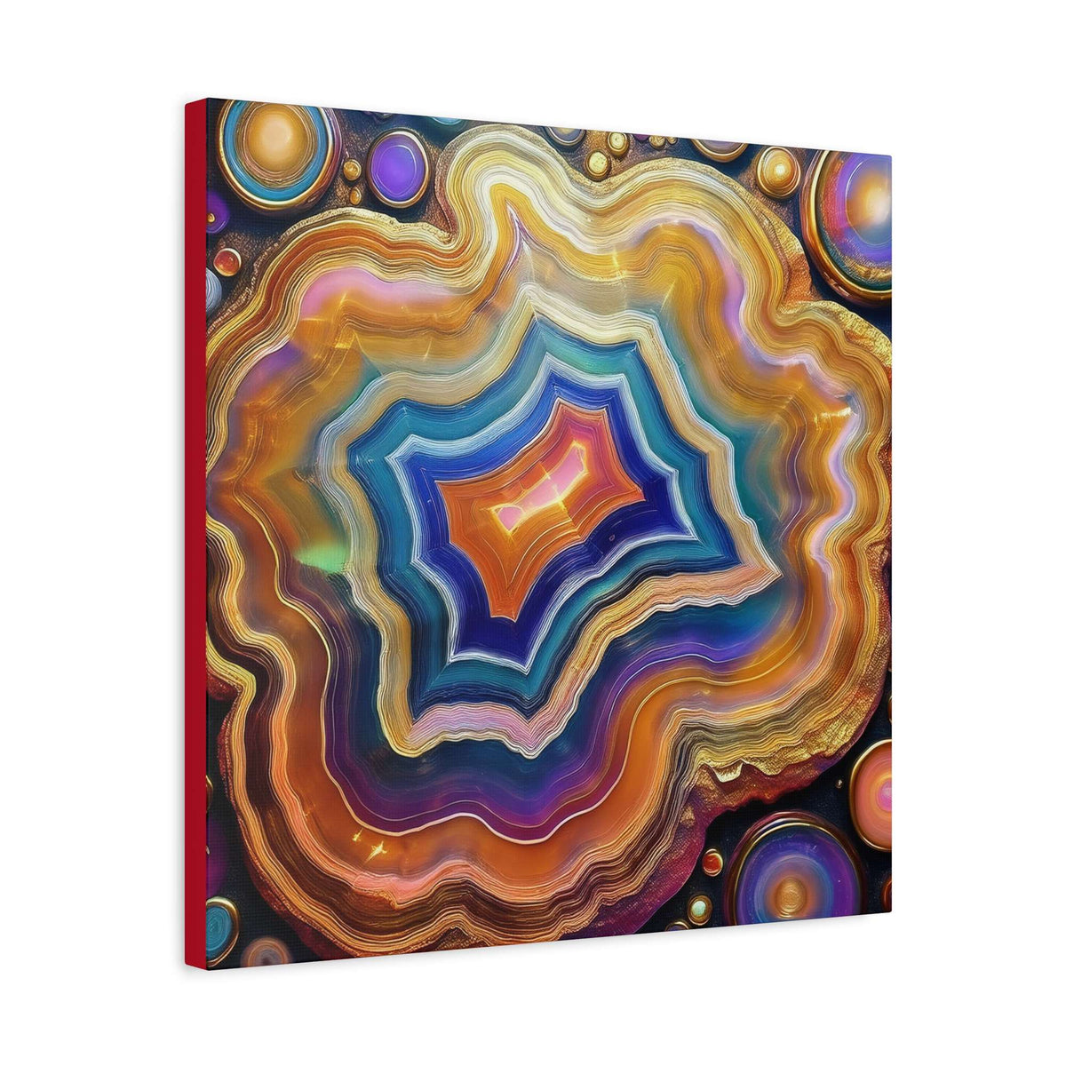 Agate Stone Graphic Print Canvas, Oil Paint Print 20x20, 24x24, 30x30, 32x32, 36x36 Canvas Pine-Wood Inner Frame MC-191
