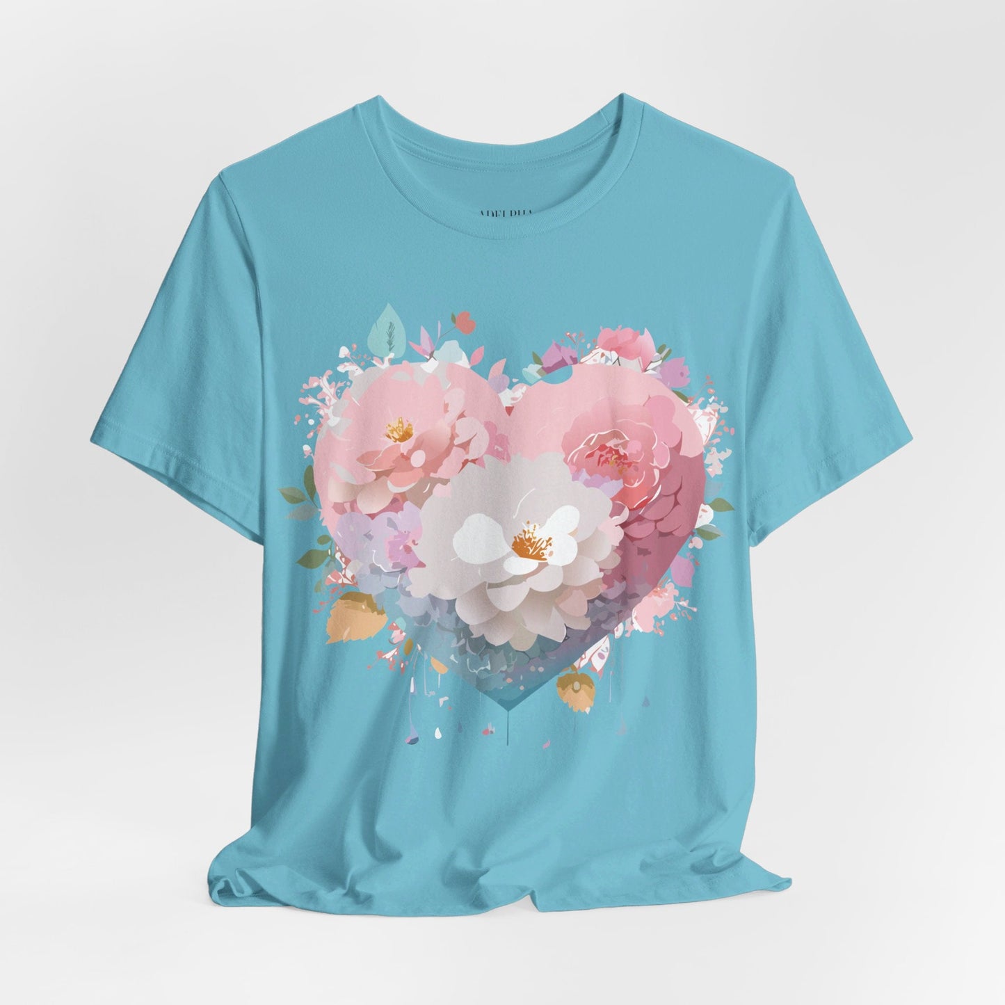 Valentine Day Graphic Unisex 100 Cotton Vintage Artwork with Love and Flower Design Tee 35
