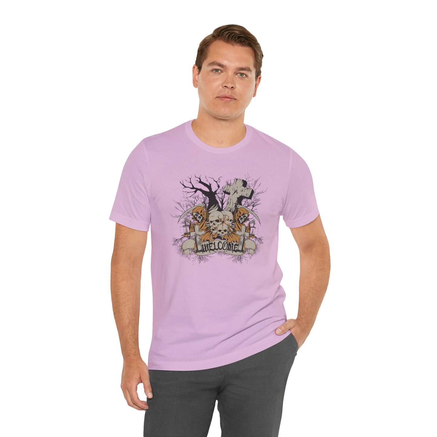 Skull Halloween Graphic Design Unisex Cotton T-Shirt Art-50