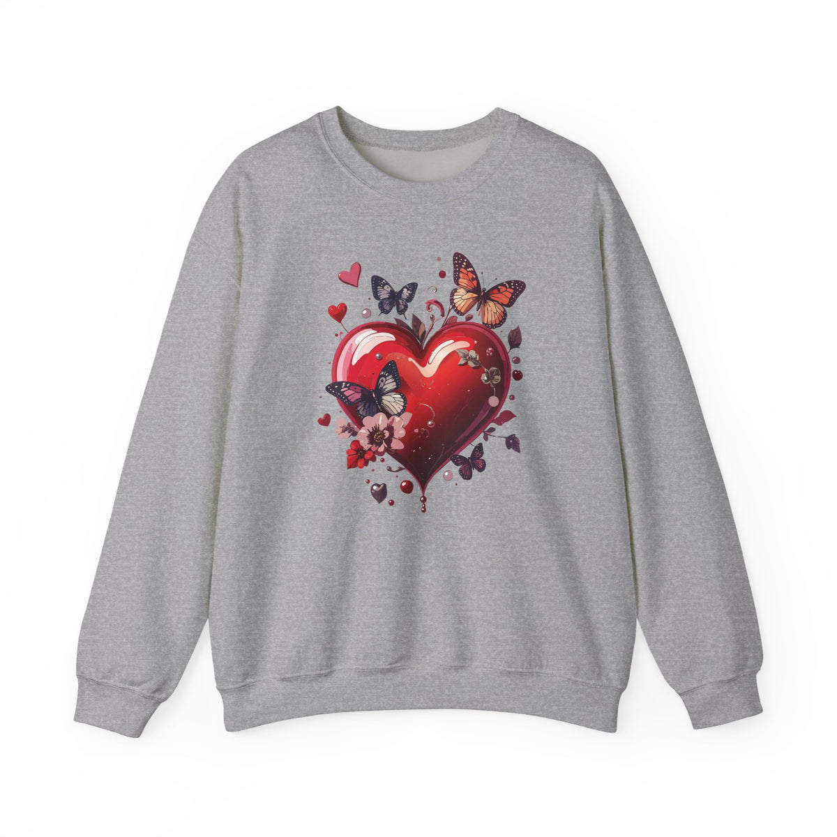 Big Red Heart Sweatshirt, Floral Red Heart Sweatshirt, Floral Love Sweatshirt, Valentine's Day Sweatshirt, Heart Floral Sweatshirt 105