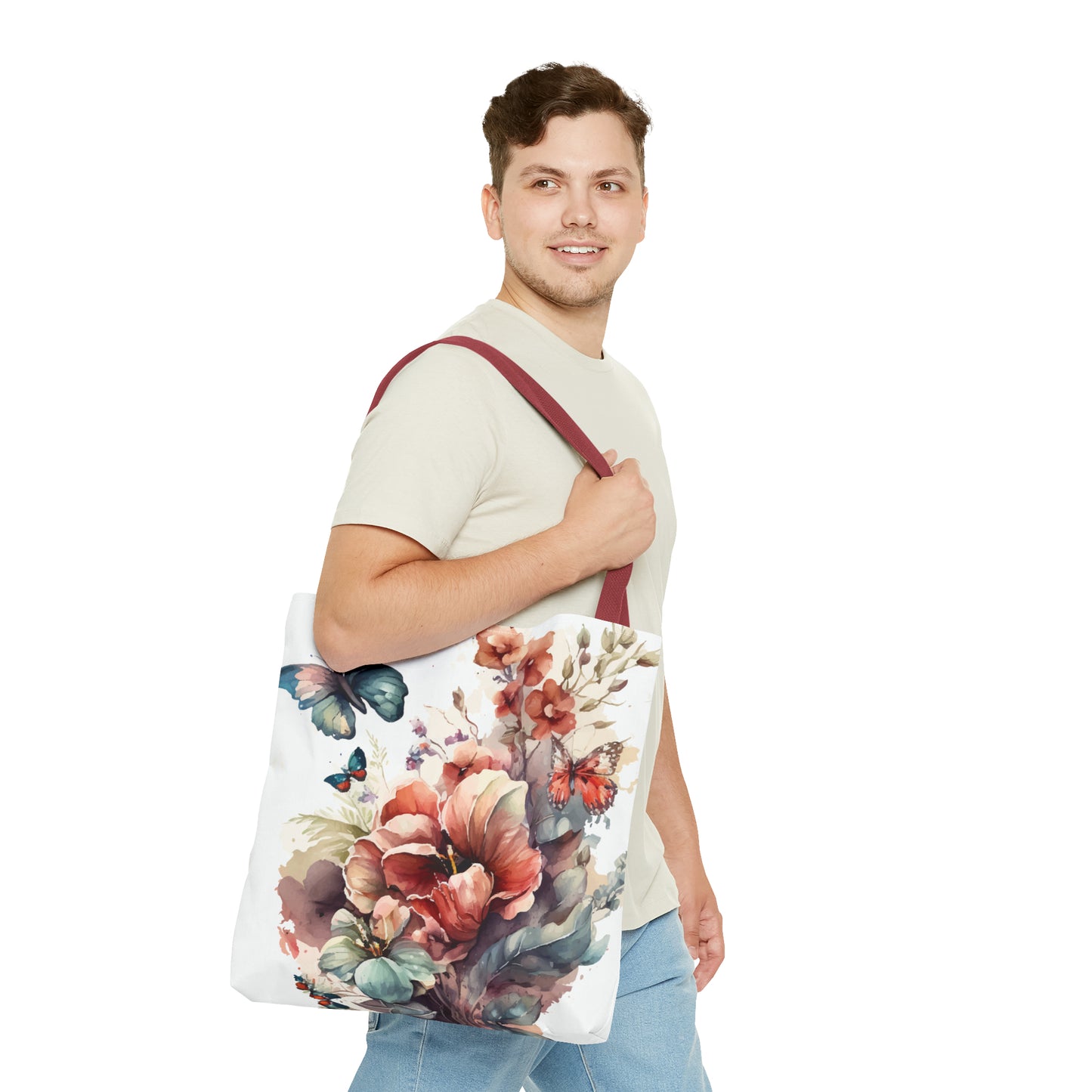 Bolsa de lona con estampado de mariposas 