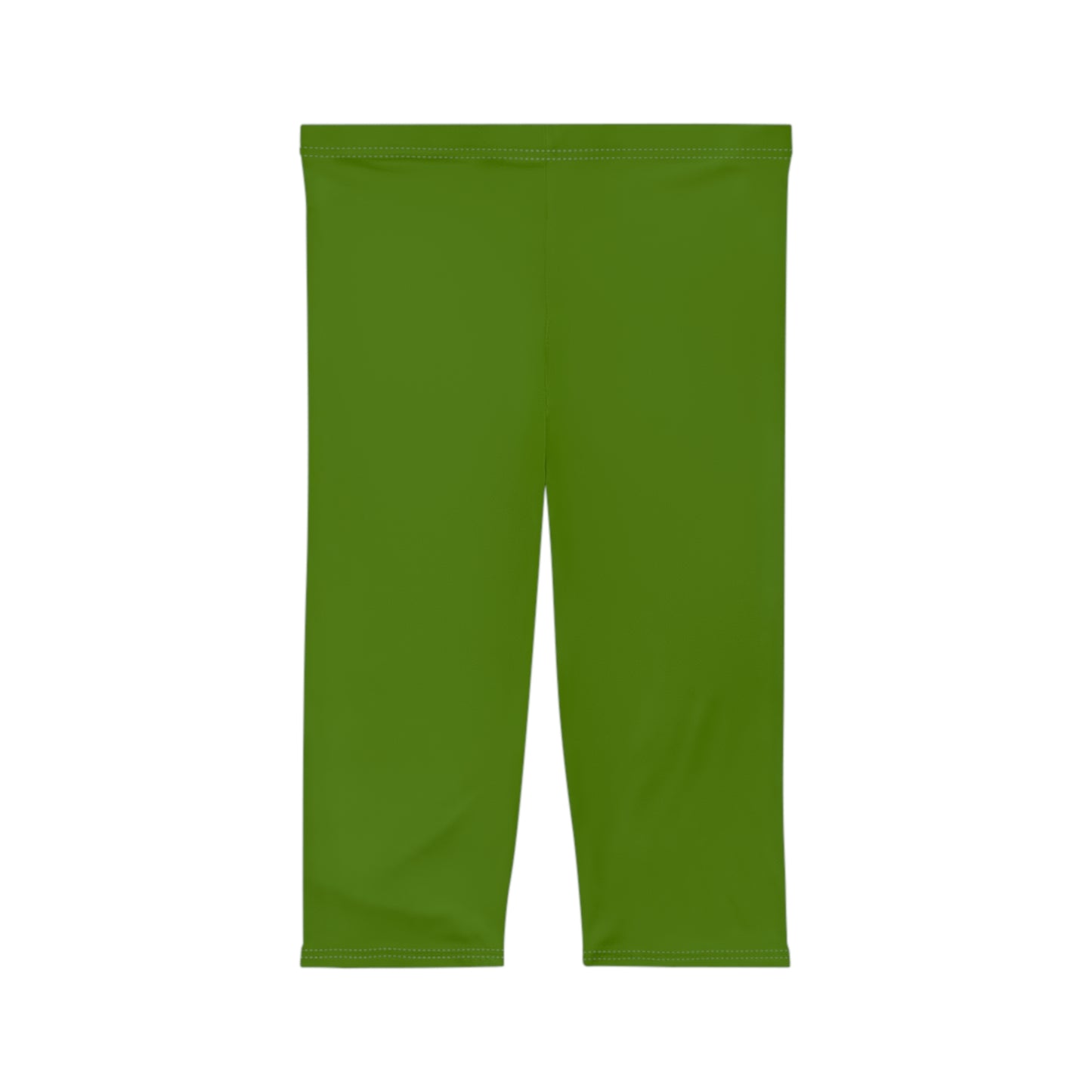 Forest Moss Color Women's Brushed Suede Poly Span Casual Capri Leggings XS-2XL
