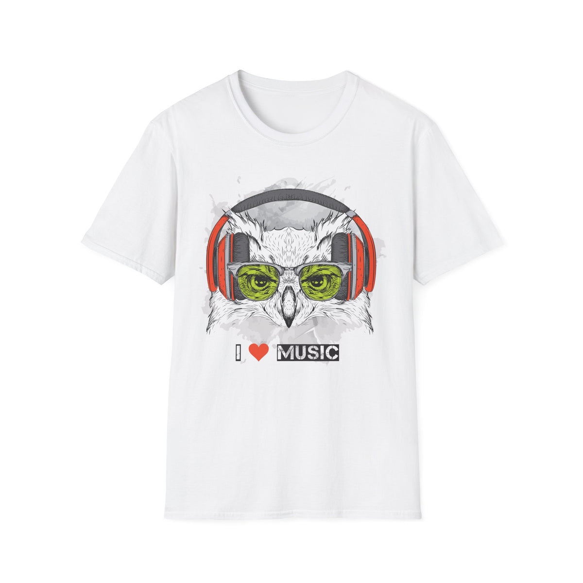 Music Owl T-Shirt Unisex Cotton Short Sleeves I love Music Graphic Tee