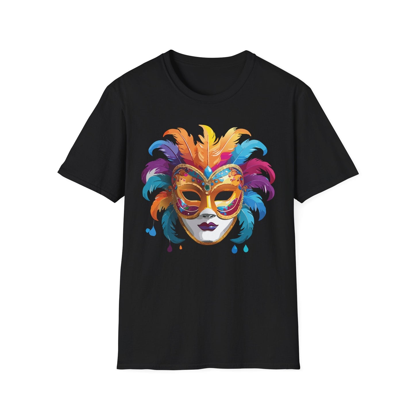 Mask Tee Shirt Unisex Masquerade Design Art Graphic Gildan Softstyle 64000 Cotton Tee