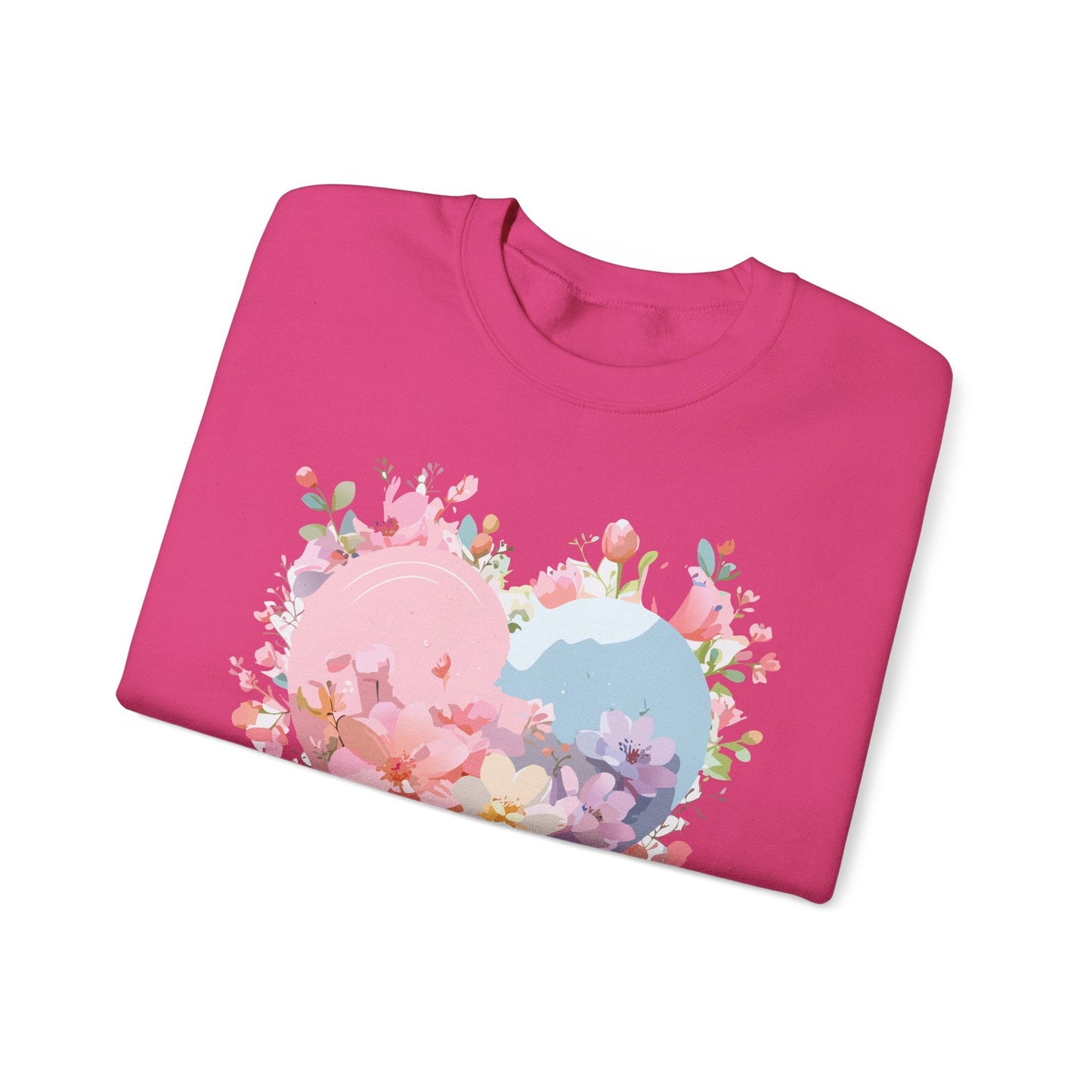 Floral Heart Sweatshirt Unisex Valentine Day Crewneck Gildan 18000 Heavy Blend Winter Wear