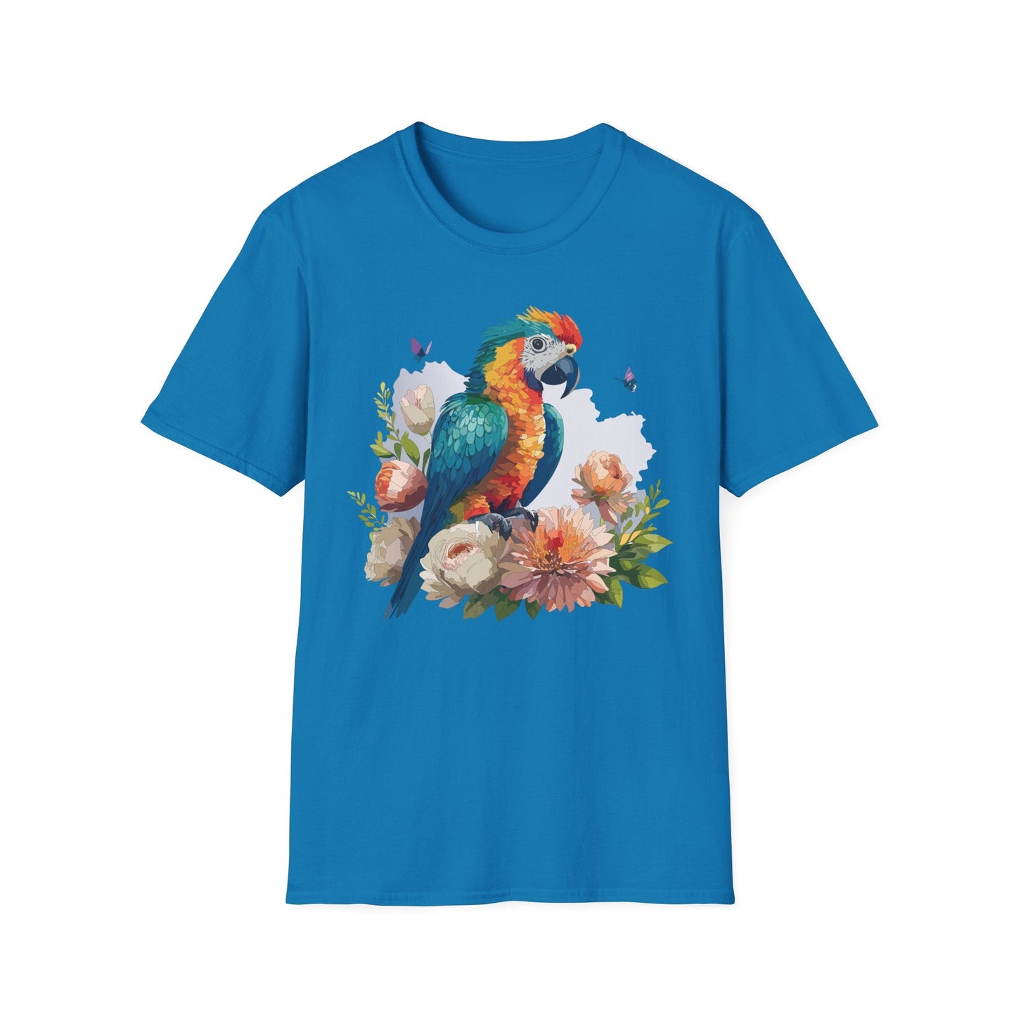 Bird T Shirt Floral Bird Print Unisex Softstyle Cotton Tee Animal Graphic Tee For Everyday Wear
