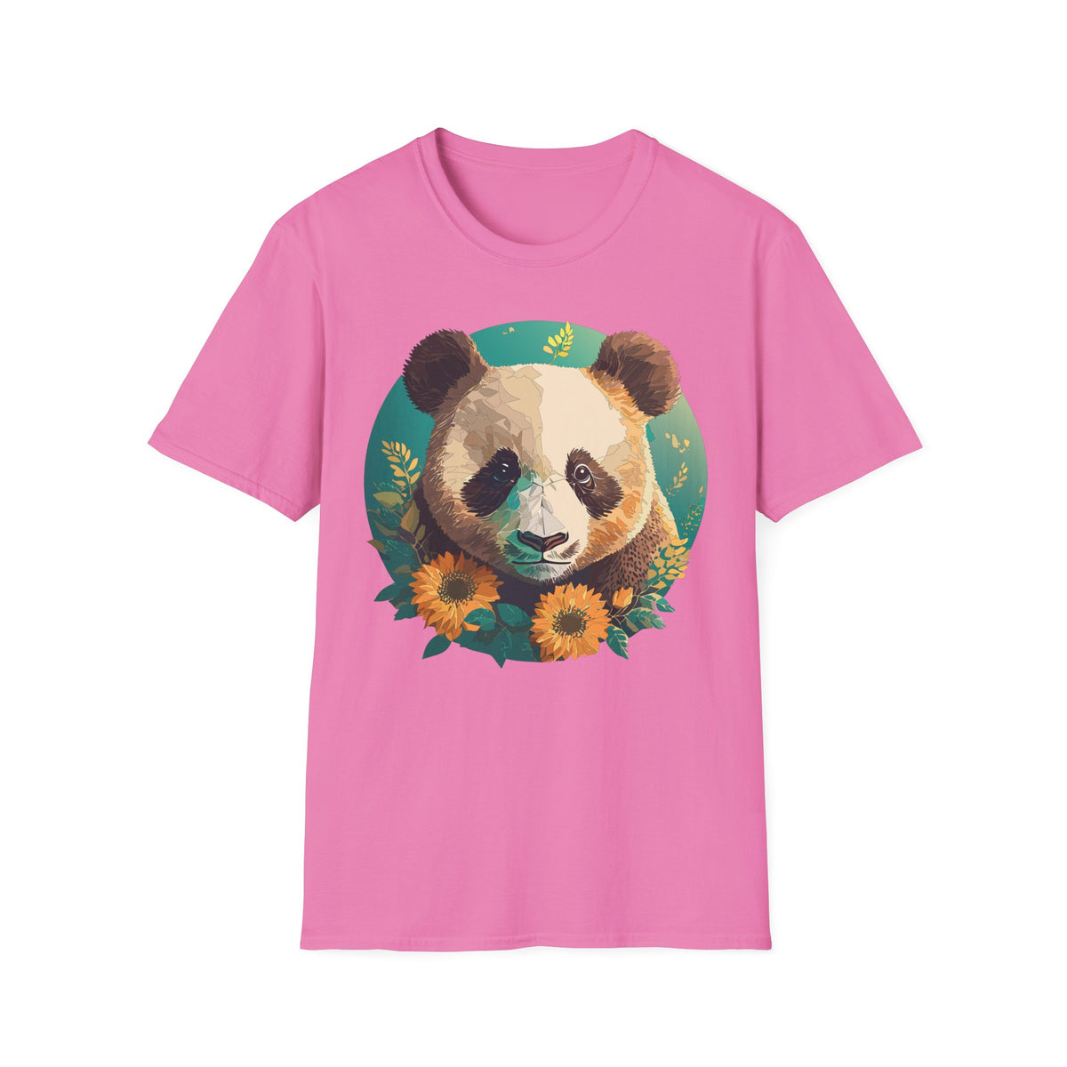 Panda Face with Sunflowers T-Shirt | Cute Floral Bear Graphic