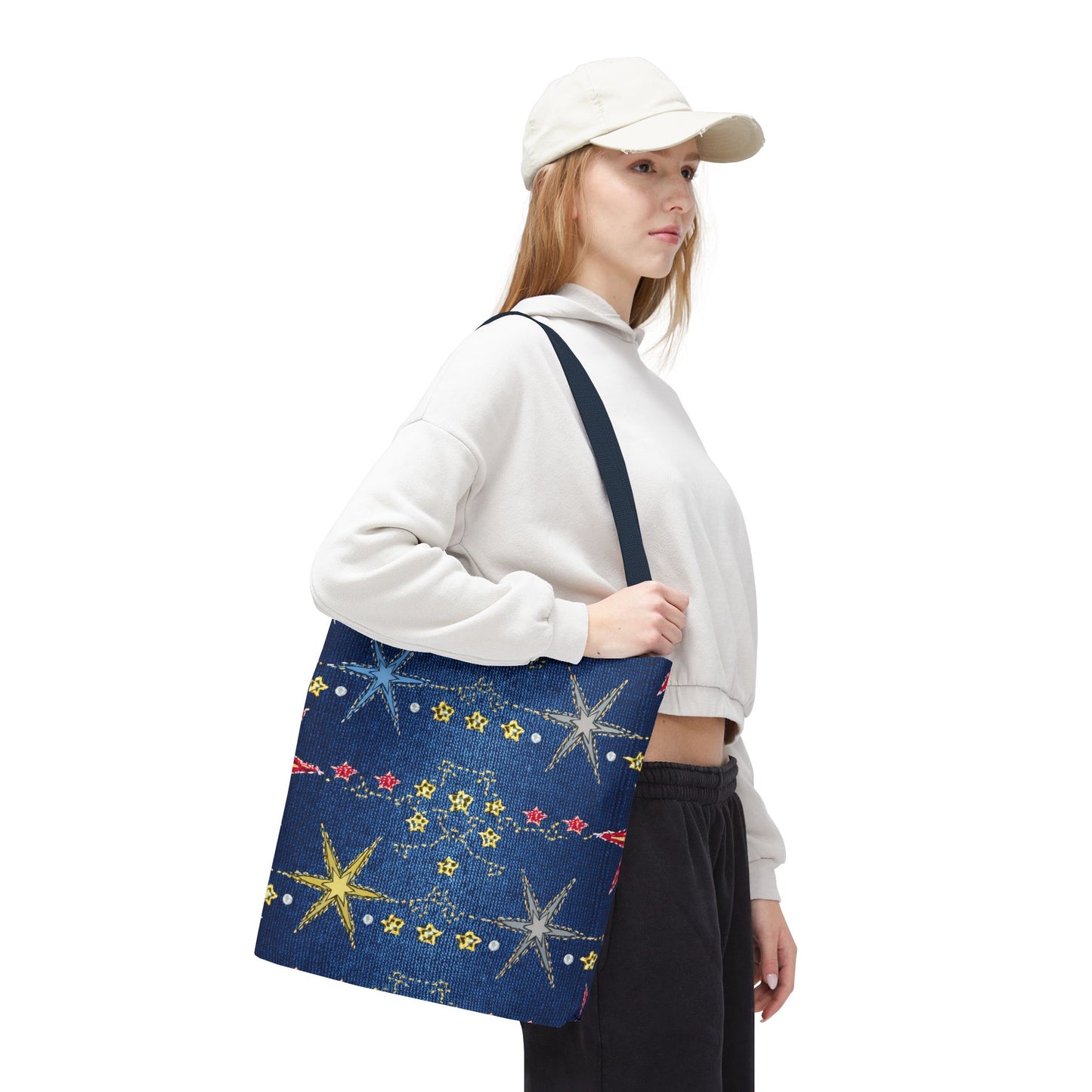 Denim Fabric Imitation Print Unisex Canvas Bag Poly Spun 3 Sizes Tote Bag 181