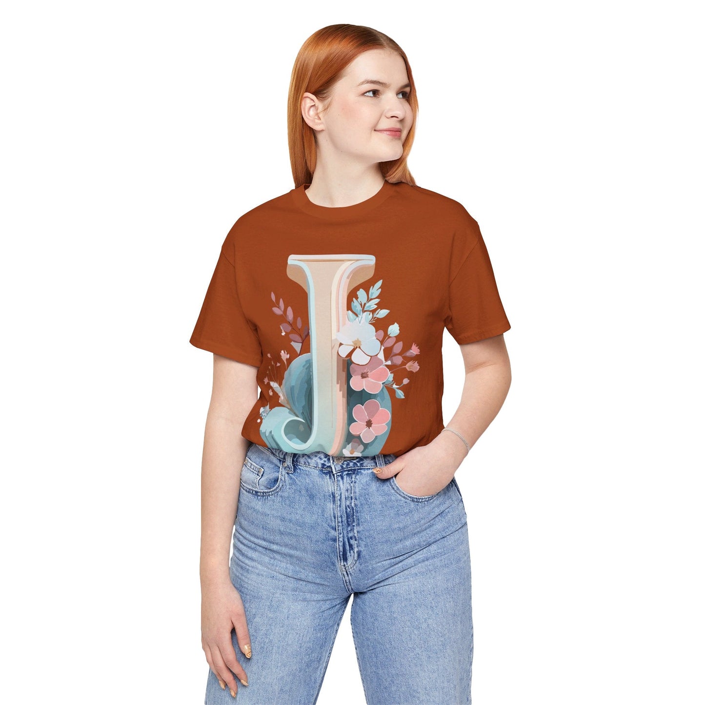 Letter J Shirt Graphic Unisex Tee With Original Vintage Inspired Artwork By Adelpha
