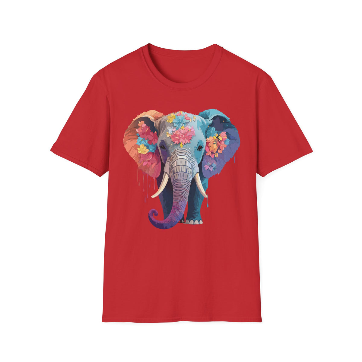 Colorful Floral Elephant T-Shirt | Watercolor Elephant Tee