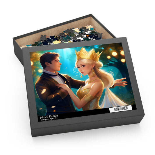 Prince and Princess Puzzle 500-Chipboard Pieces in Box | Kids Puzzles Size: 16" x 20",  Ages 9+ and Family pn33