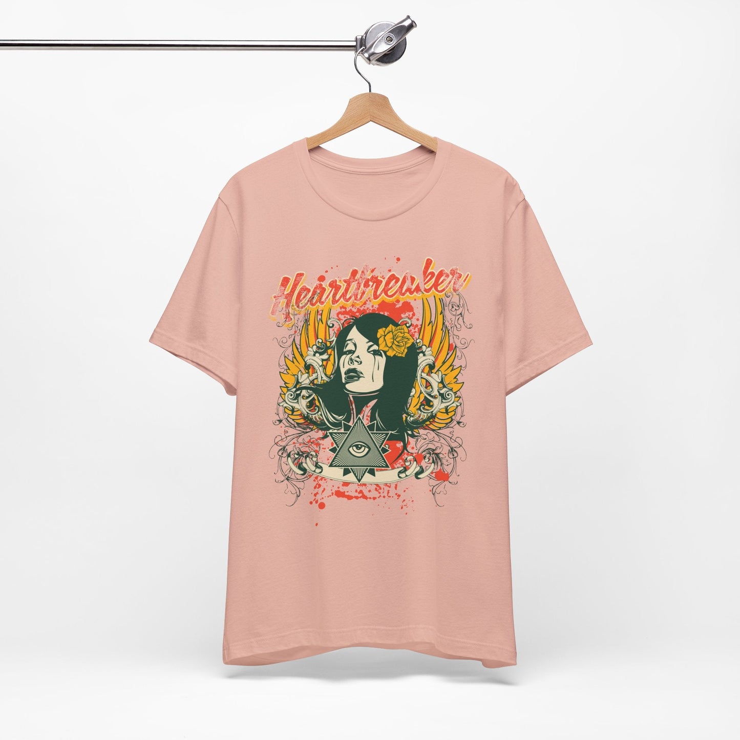 Heartbreaker Illustration Tee Retro Femme Portrait Floral Skull Graphic T-Shirt