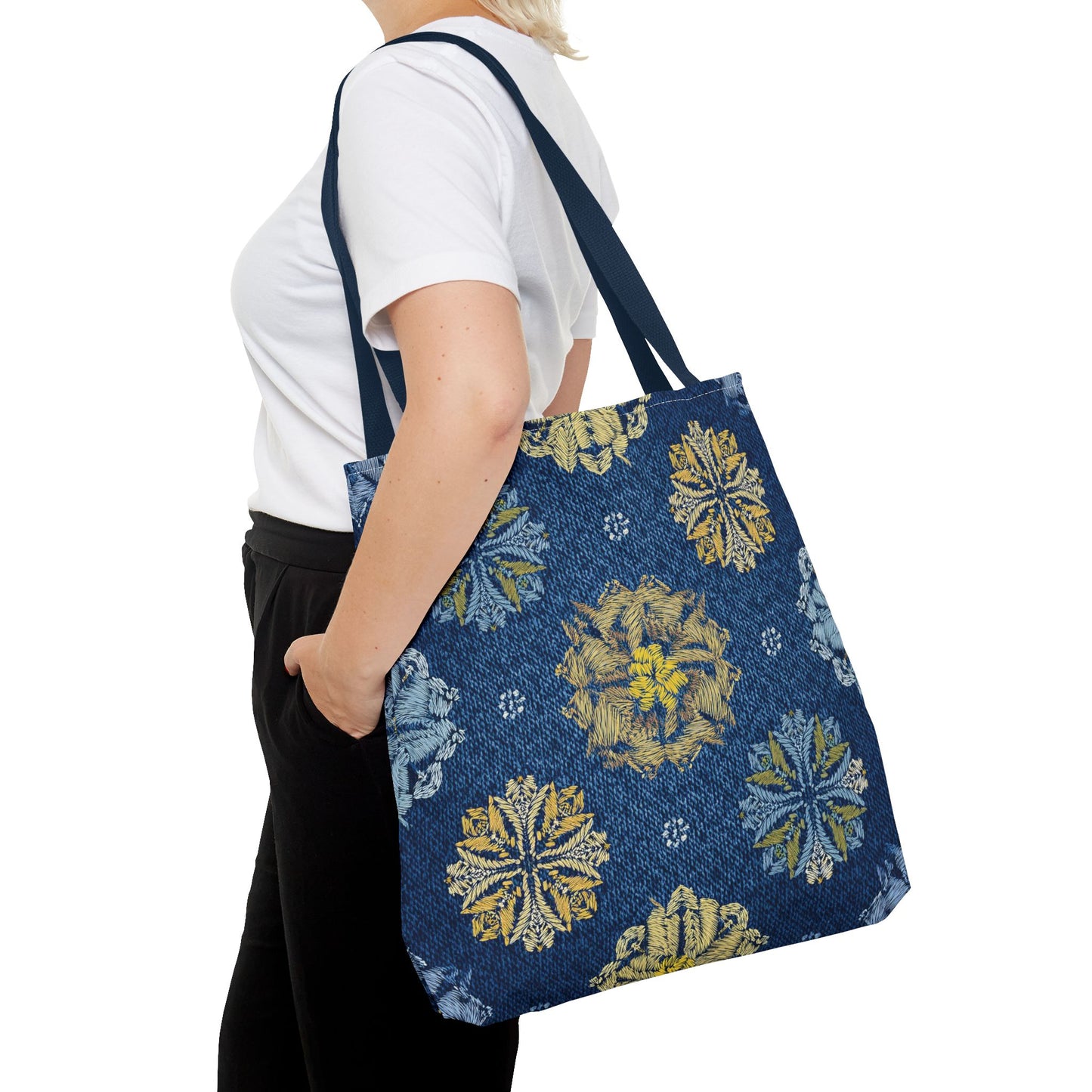 Denim Fabric Imitation Print Unisex Canvas Bag Poly Spun 3 Sizes Tote Bag 125