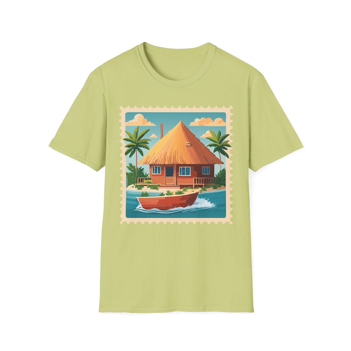 Tropical Tiki Hut T-Shirt | Beach House Palm Tree Illustration