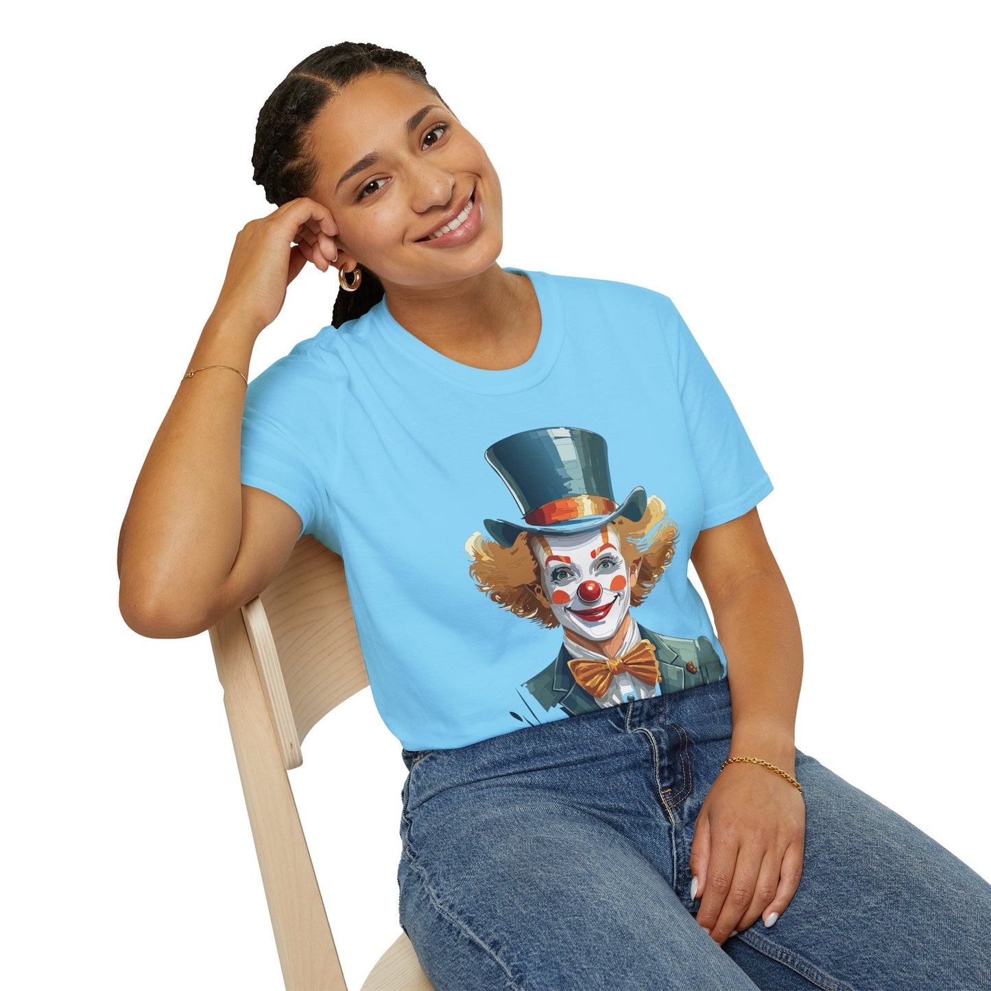 Funny Clown Shirt Unisex T Shirt Circus Style Tee With Scary Man Artwork Gildan 64000