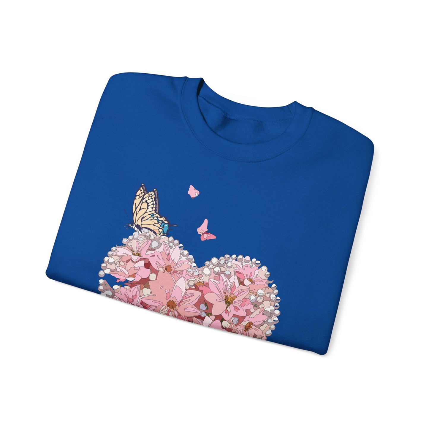 Unisex Floral Heart Sweatshirt with Love Floral Design for Valentines Day Gift Idea