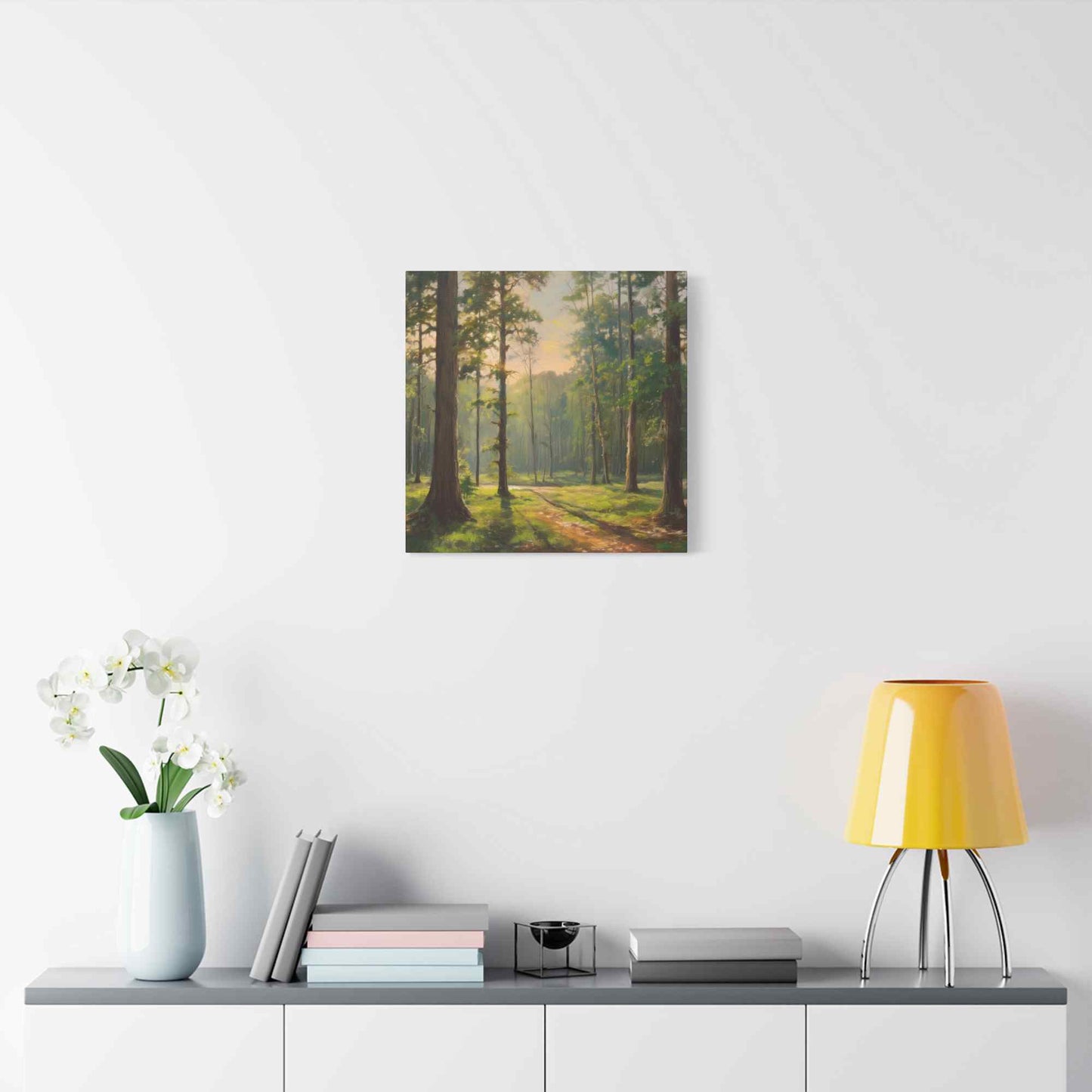 Forest Print Canvas, Trees Oil Paint Print 20x20, 24x24, 30x30, 32x32, 36x36 Art Design Print Pine-Wood Inner Frame MC-69