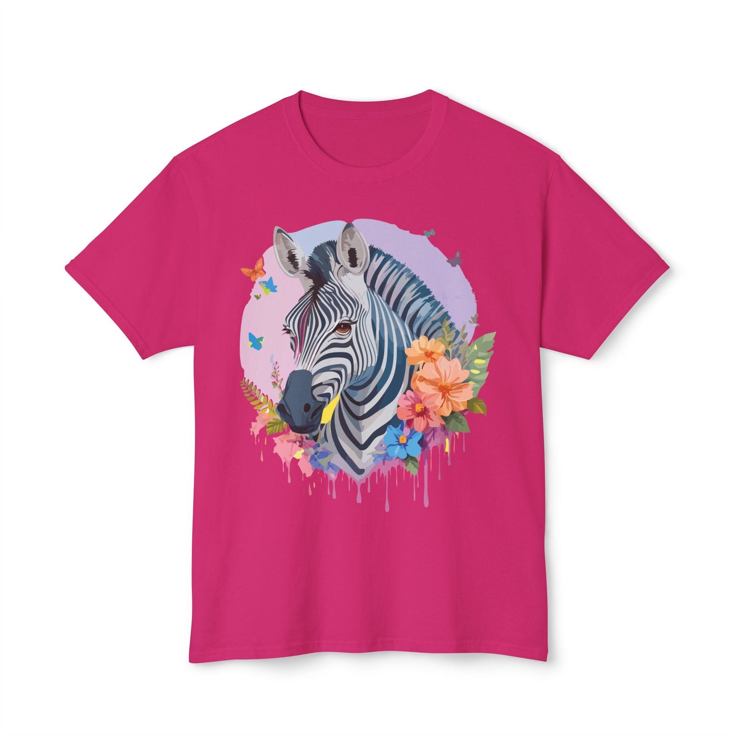 Unisex Zebra T Shirt With Art Print HD Cotton Vintage Zebra Tee Floral Design Graphic Tee