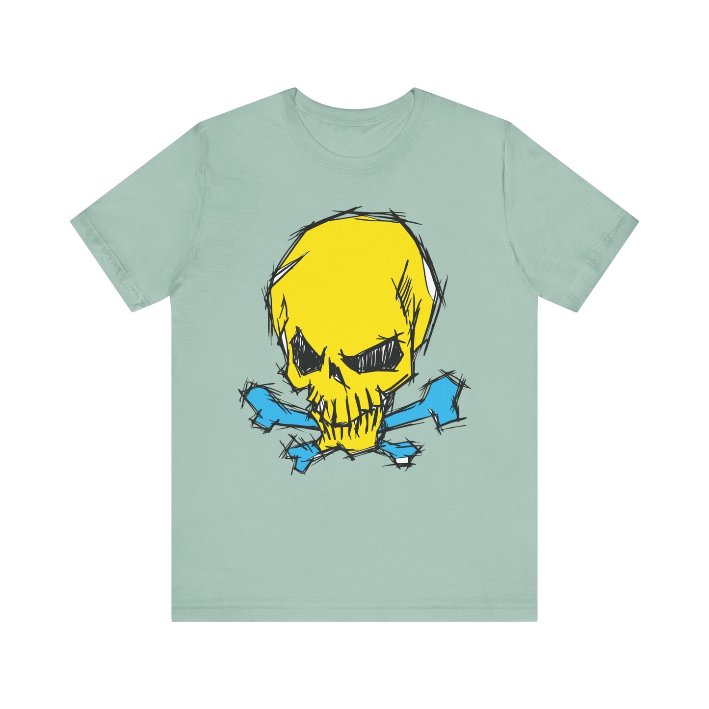 2-Yellow Skull Graphic Design Tee, Skull Shirt, Vintage Tees, Art Design T-Shirt, Vintage Graphic Tee, Art Shirts with Skulls