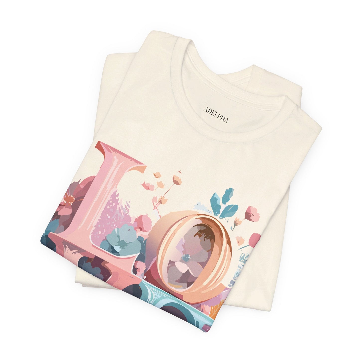 Valentine Day Graphic Unisex 100 Cotton Vintage Artwork with Love and Flower Design Tee 53