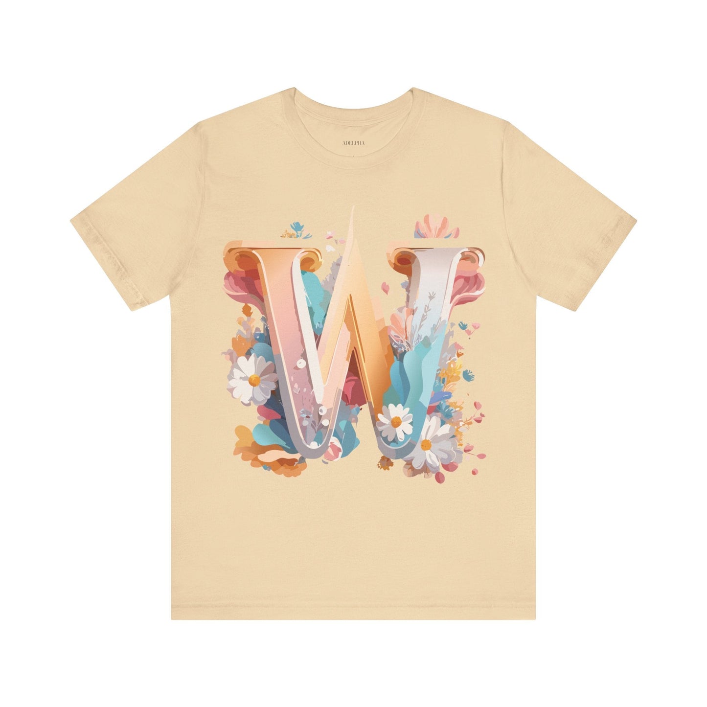 Letter W Shirt Graphic Tee Unisex Jersey Short Sleeve Vintage Inspired Art Adelpha Design