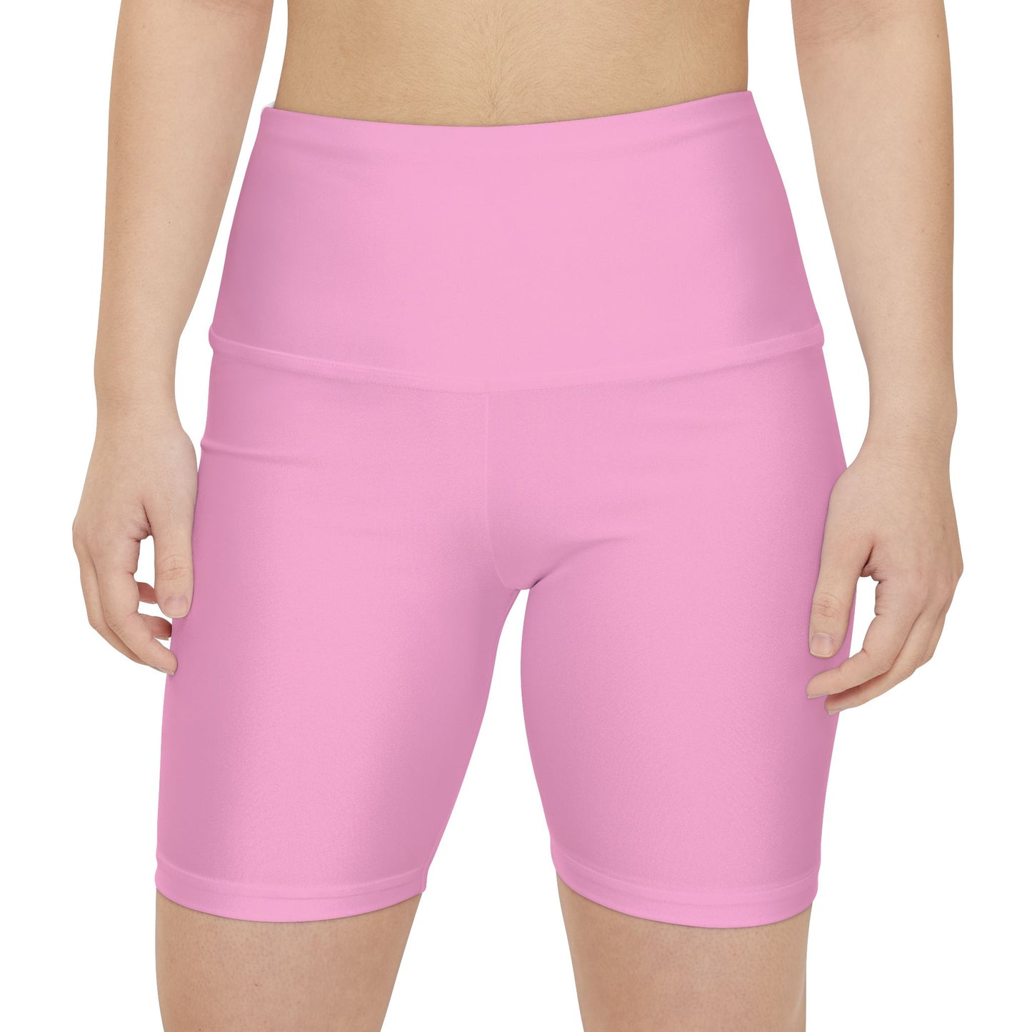 Blush Pop Pink Women's Workout Shorts — Solid High-Waist Biker Shorts for Exercise & Everyday Wear