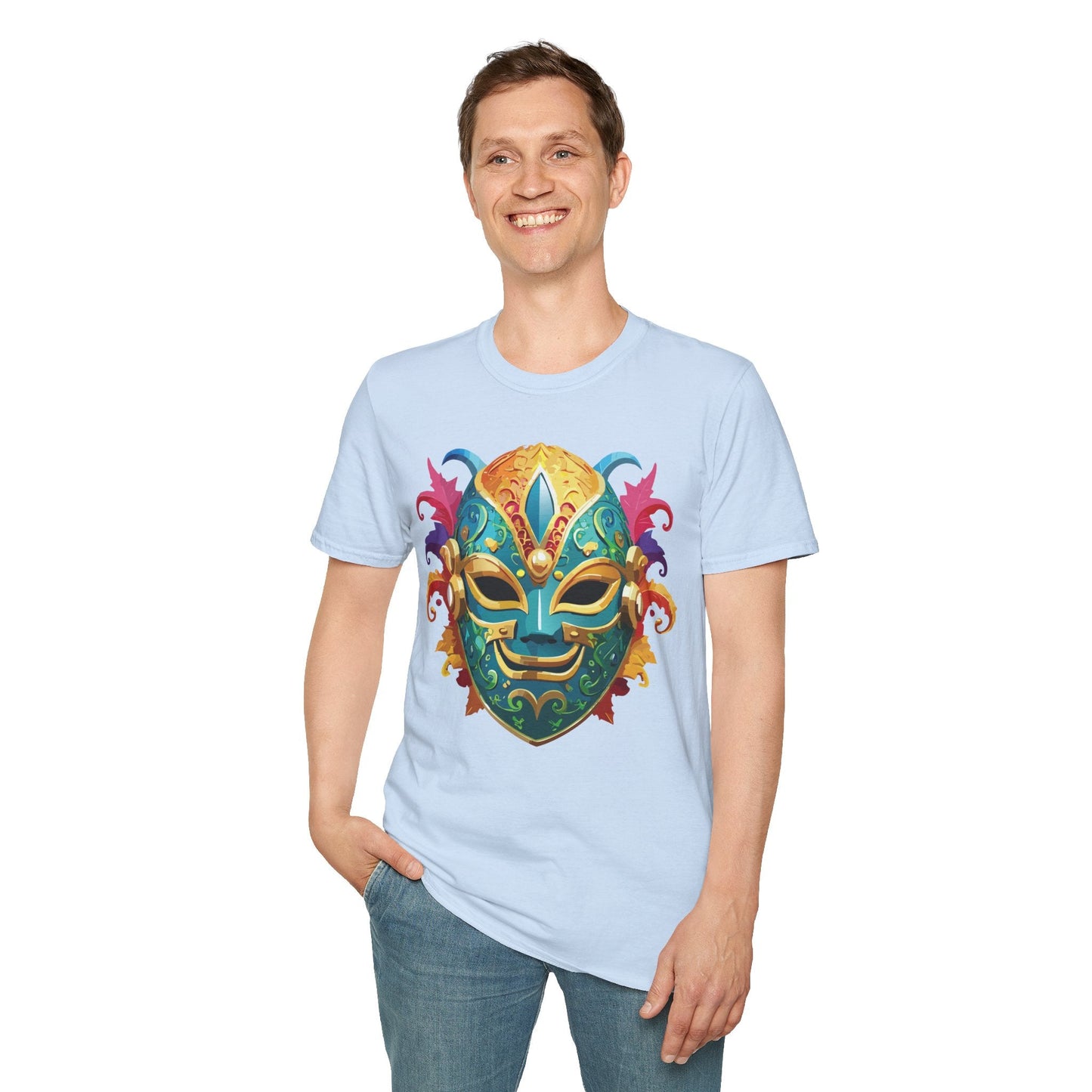 Mask Tee Shirt Unisex Softstyle Gildan 64000 100 Percent Ring Spun Cotton Comfortable Masquerade Tee