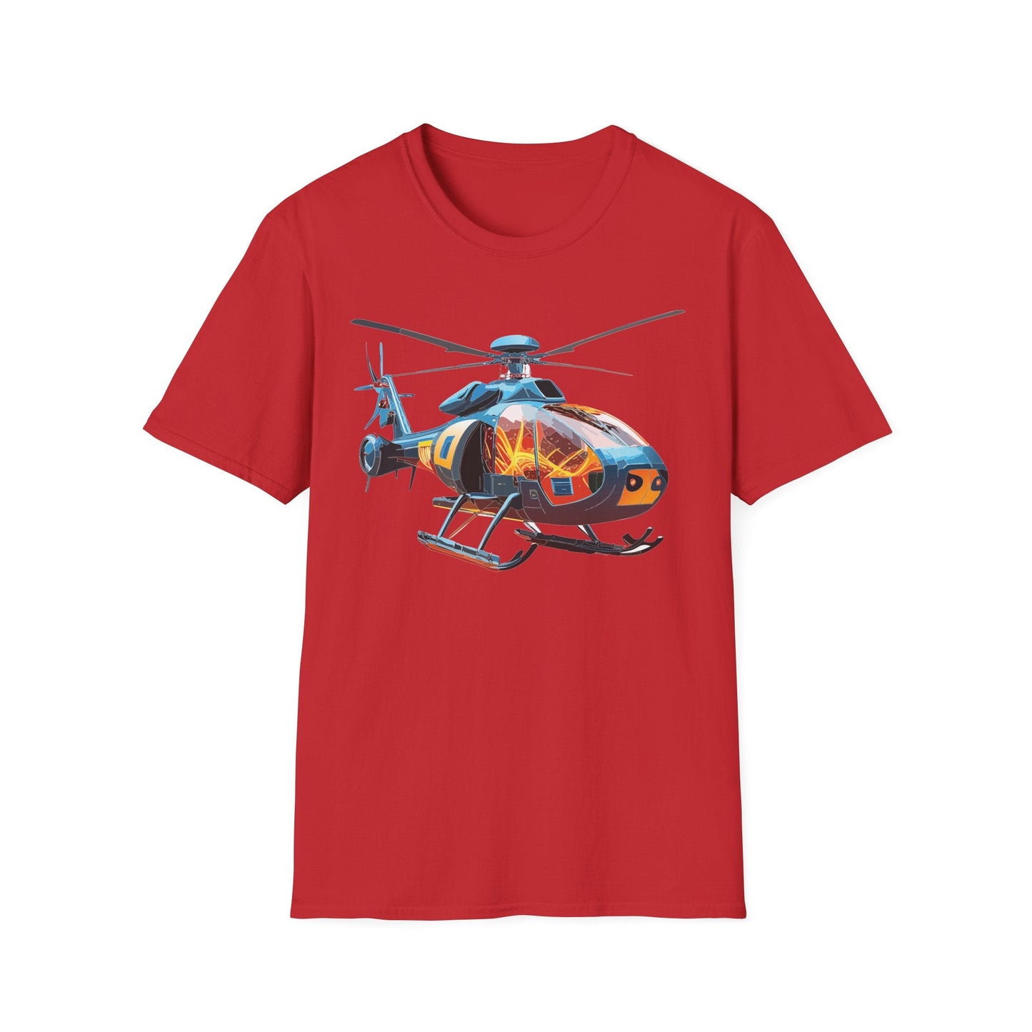 Helicopter Chopper Shirt Unisex Gildan Softstyle 64000 Short Sleeve Tee For Everyday Wear