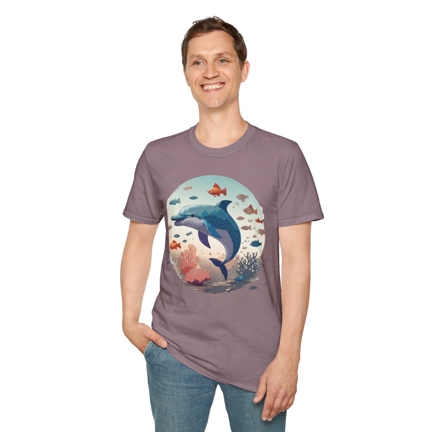 Dolphin Shirt Unisex Softstyle T Shirt Gildan 64000 100 Percent Ring Spun Cotton Lightweight Tee