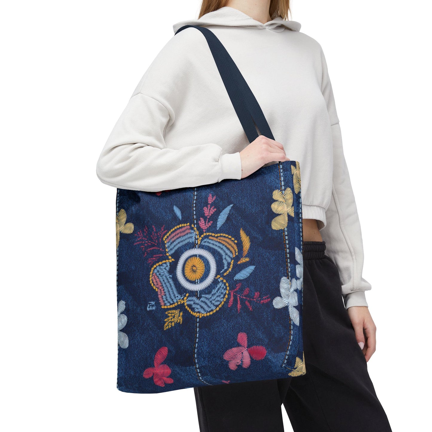Denim Fabric Imitation Print Unisex Canvas Bag Poly Spun 3 Sizes Tote Bag 167