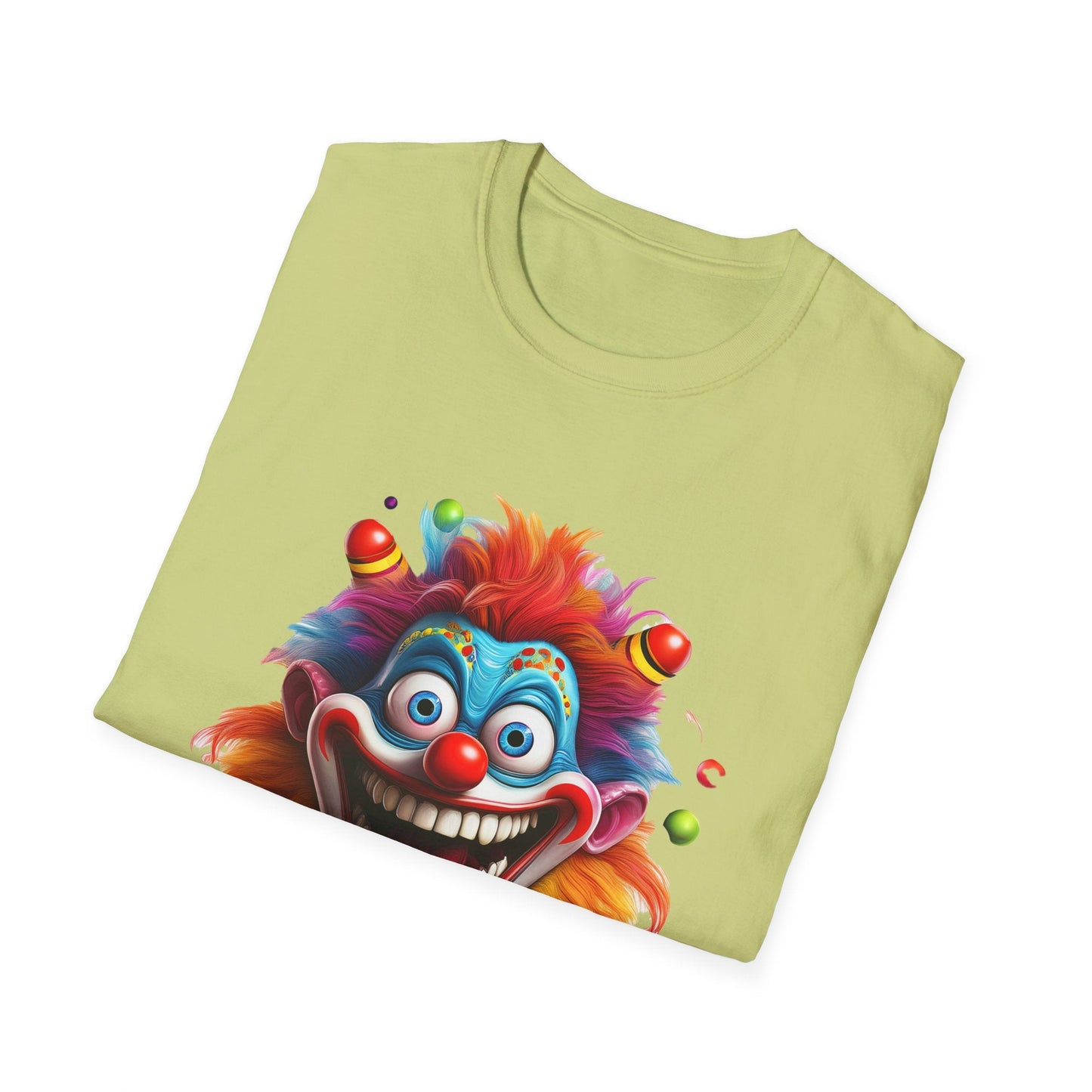 Clown Themed Unisex T Shirt Funny Man Circus Scary Man Tee Gildan Softstyle 64000 Cotton