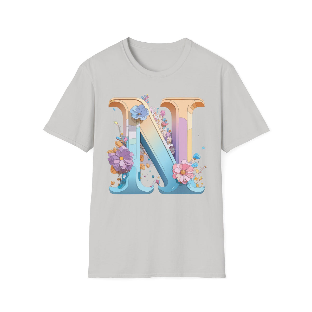 Floral Letter N T-Shirt | Botanical Monogram Tee