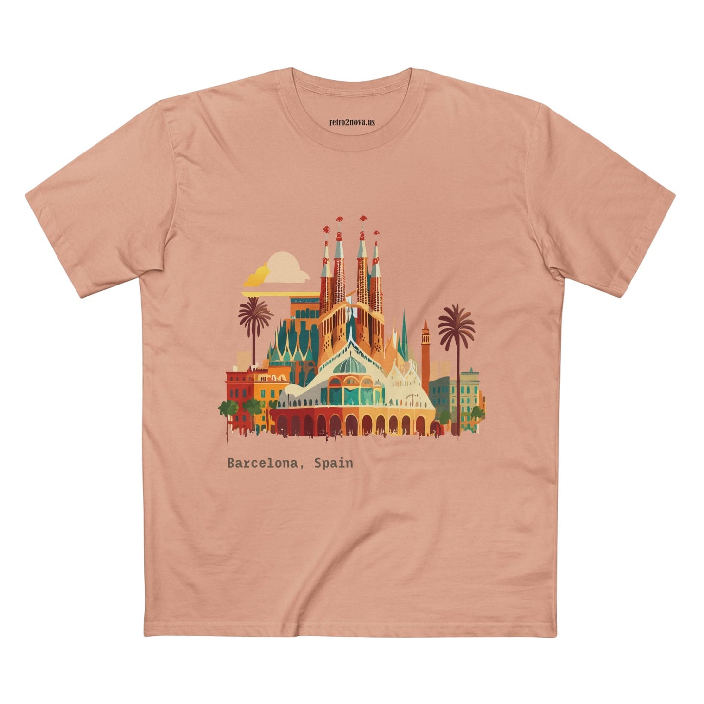 Barcelona Travel Shirt Unisex Premium Cotton Tee With Retro Artwork From Retro2Nova Collection TT7