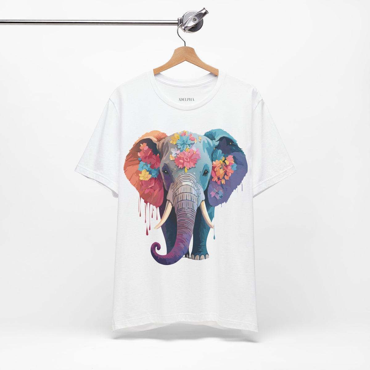 Elephant Graphic Unisex Cotton Bella+Canvas Tee with Art Animal Design e127
