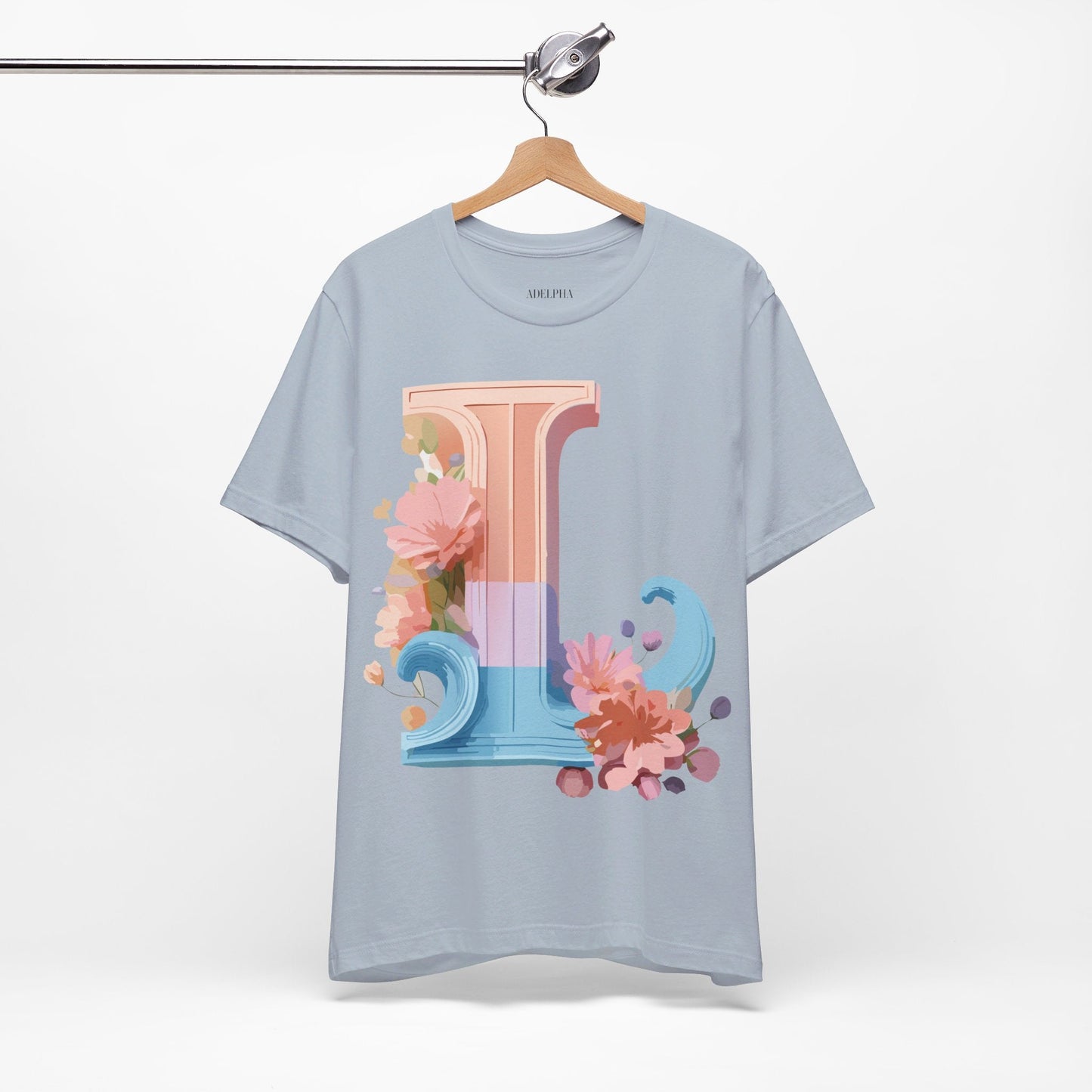 Letter L Shirt Unisex Graphic Tee Vintage Inspired Artwork By Adelpha For Everyday Style