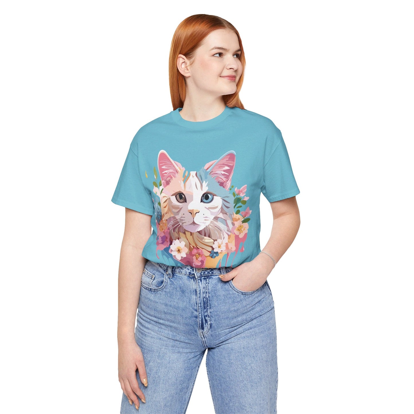 Cat Graphic Tee Unisex Short Sleeve Shirt With Adelpha Artwork